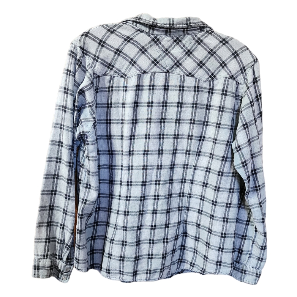 Blue Plaid Button Down Shirt Flannel Canyon Guide Outfitters - Picture 2 of 4